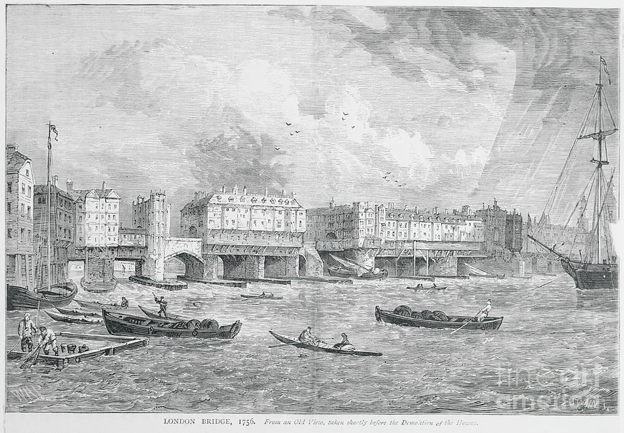 Drawing Showing Boats Near London Bridge Photograph by Bettmann