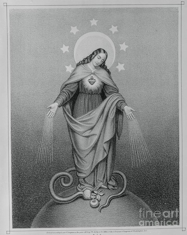 Drawing Showing Mary Atop Globe Photograph by Bettmann