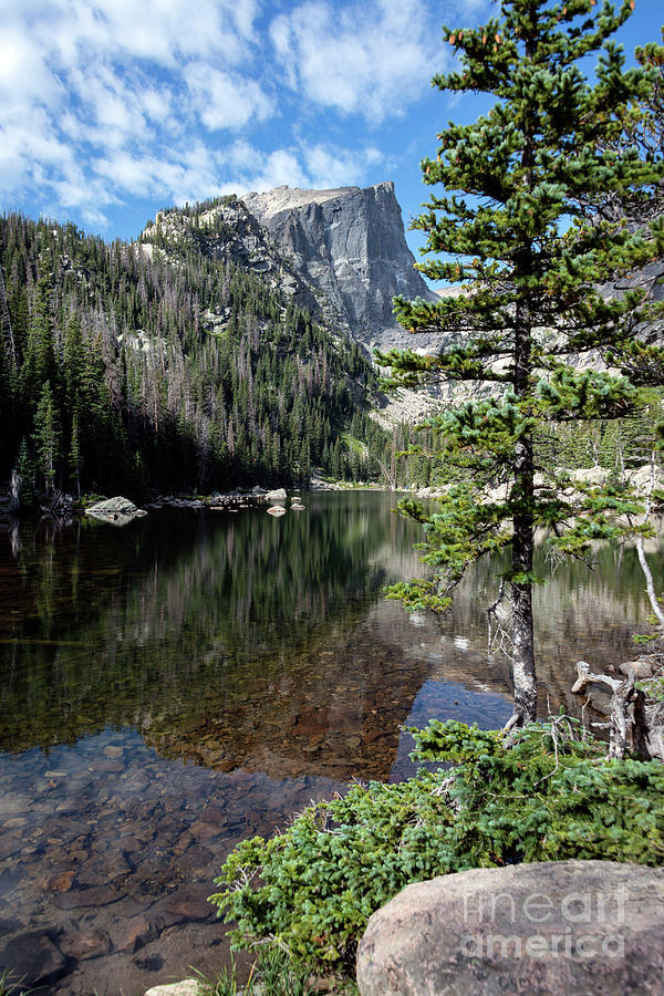 Dream Lake with Hallet Peak reflected in Rocky Mountain National Park ...