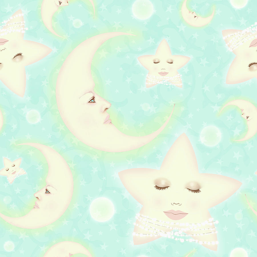 Pattern Digital Art - Dreaming Of The Moon And North Star Pattern Copy by Tina Lavoie