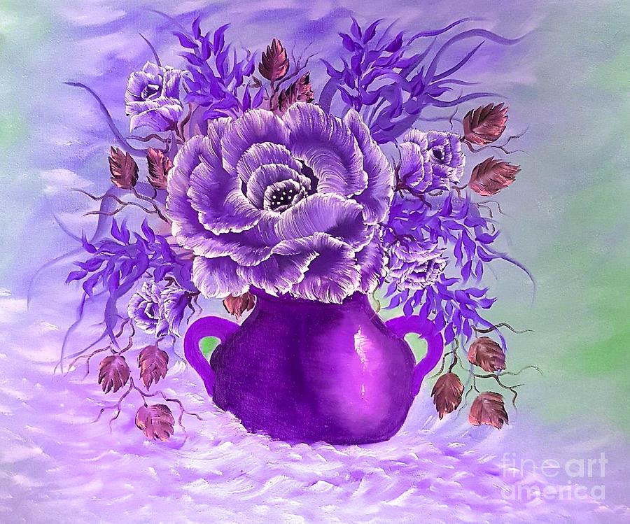 Dreamy floral rose purple  Painting by Angela Whitehouse