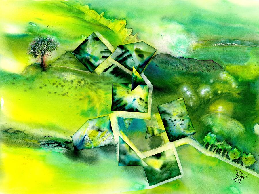 Dreamy Green Landscape Painting by Sabina Von Arx