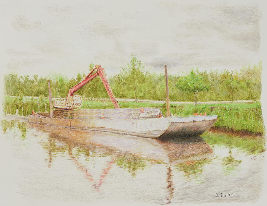 Dredge Barge Drawing by Edward Pearce