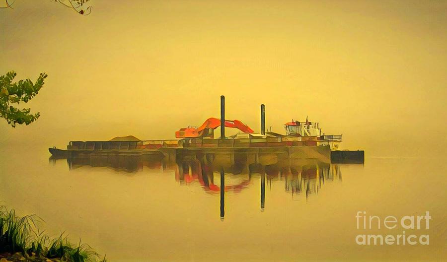 Dredge in the Early Morning Fog Painting by Marilyn Smith