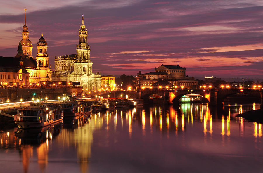 Dresden, Afterglow Over The Skyline Photograph by Zu 09