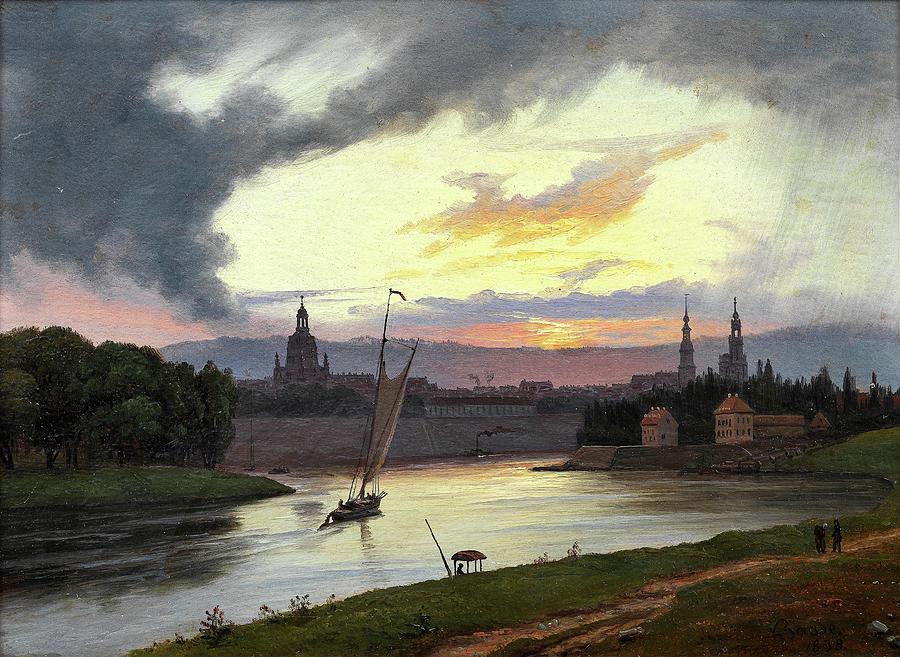 Architecture Painting - Dresden At Sunset by Knud Baade