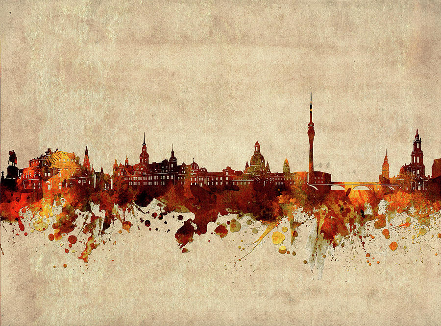 Dresden Skyline Sepia Digital Art