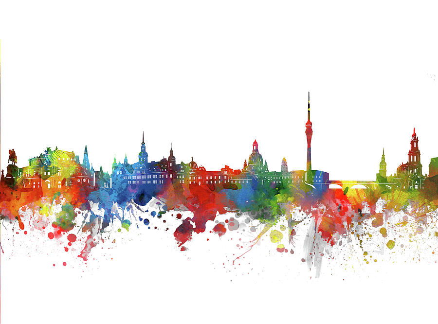 Dresden Skyline Watercolor 2 Digital Art