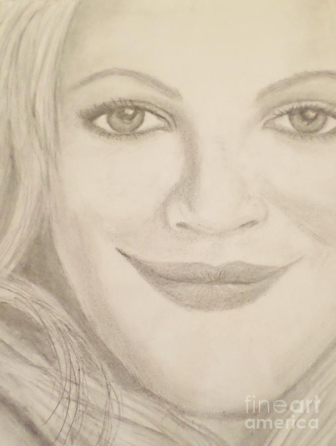 Drew Barrymore Sketch Drawing by Christy Saunders Church