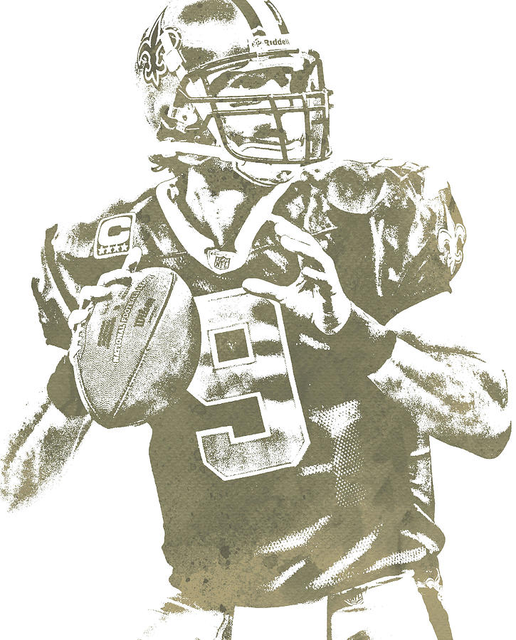 Drew Brees New Orleans Saints Jersey Art T-Shirt by Joe Hamilton - Pixels