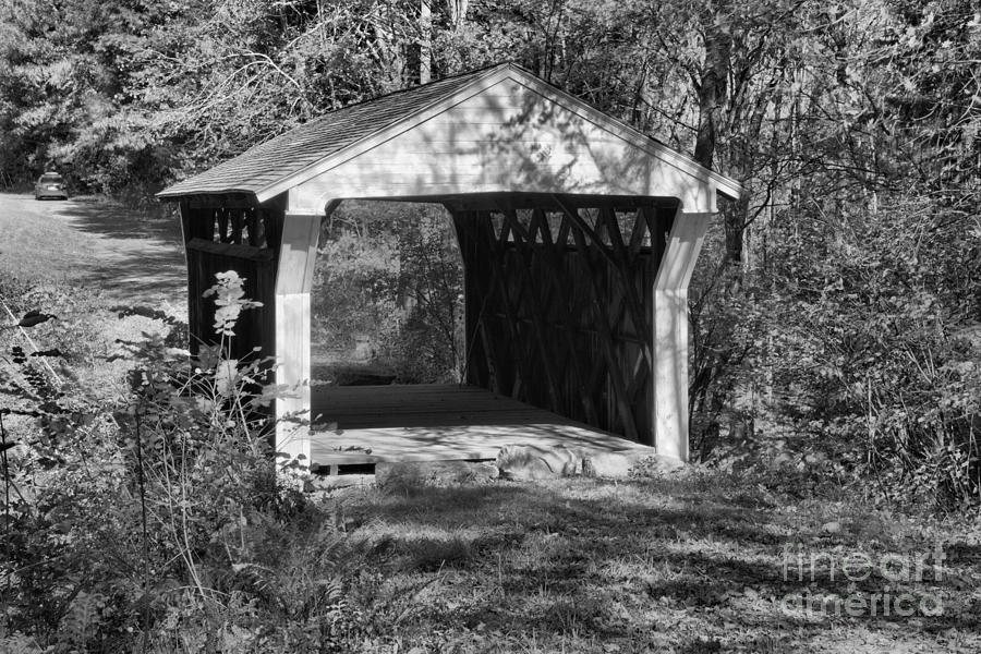Drewsville Covered Bridge Black And White Photograph by Adam Jewell