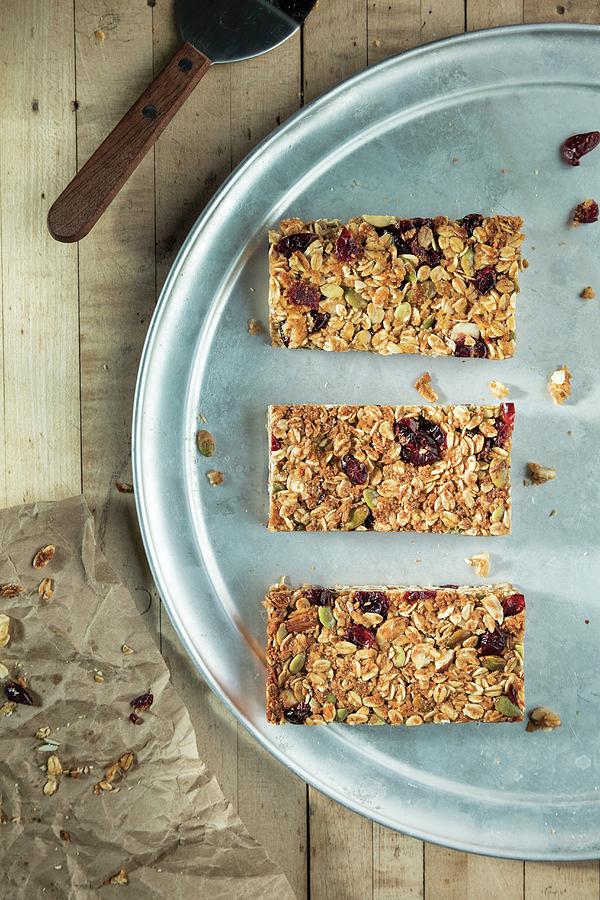 Dried Cranberry Granola Bars Photograph by Cindy Haigwood