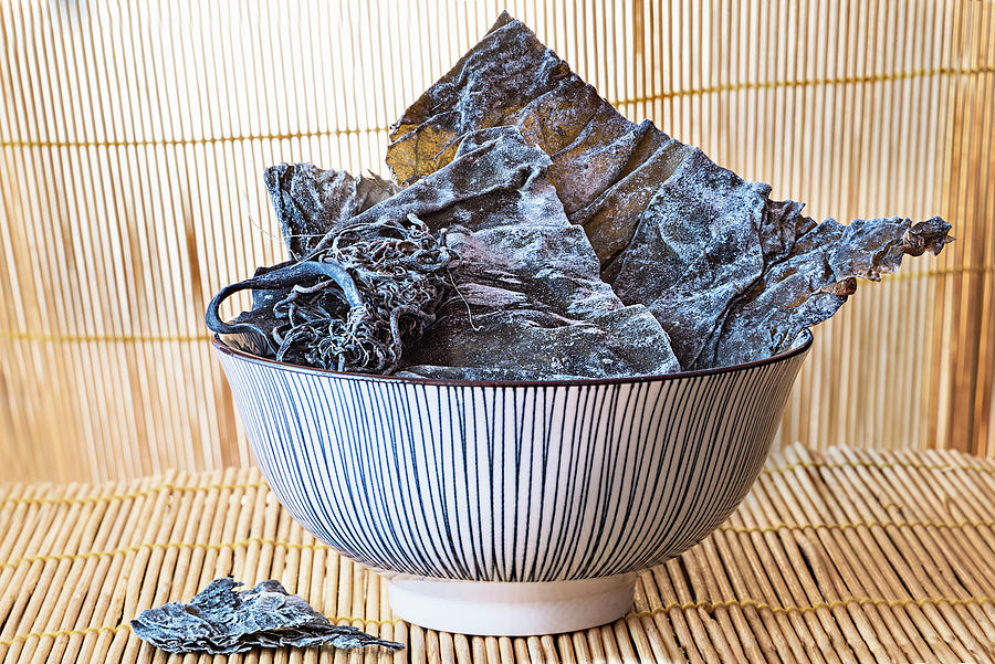 Dried Kombu Seawead In A Ceramic Bowl Photograph by Piga & Catalano S.n.c.
