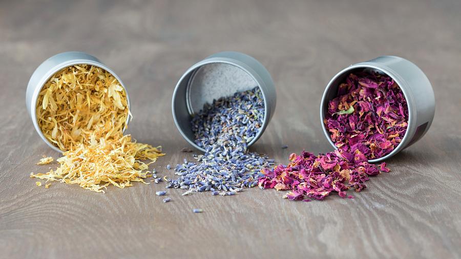 Dried Marigold, Lavender And Rose Petals Photograph by Jan Wischnewski