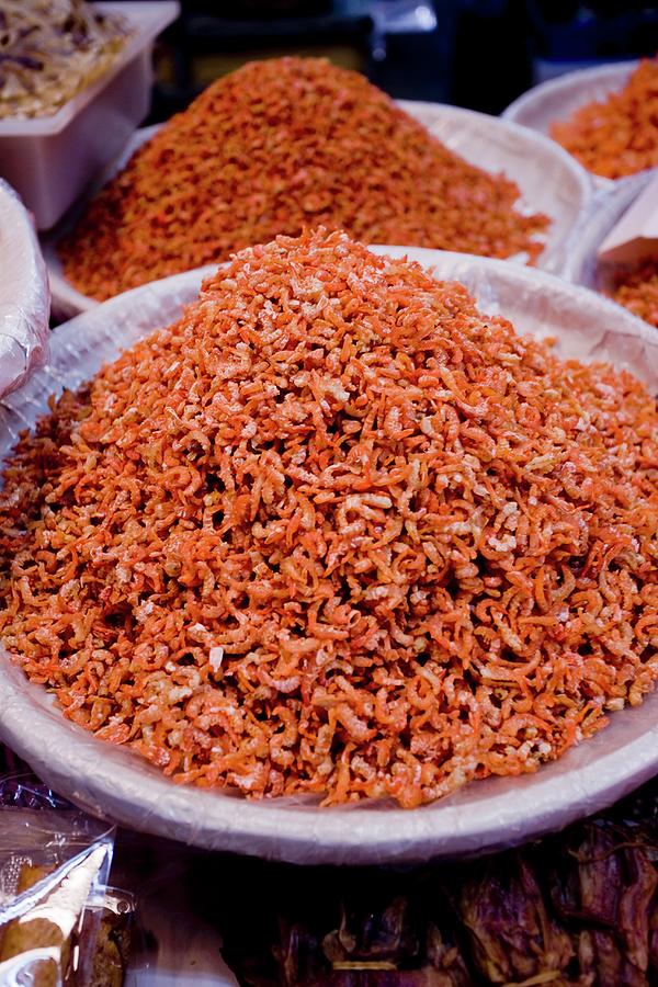 Dried Prawns In A Bowl At A Market thailand, Asia Photograph by Michael Wissing