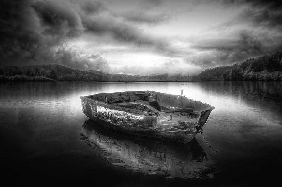 Drifting on a Misty Morning in Radiant Black and White Photograph by Debra and Dave Vanderlaan