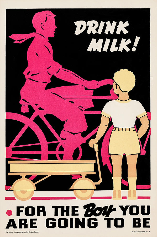 Drink Milk! Cycling Painting by Gordon Deacon