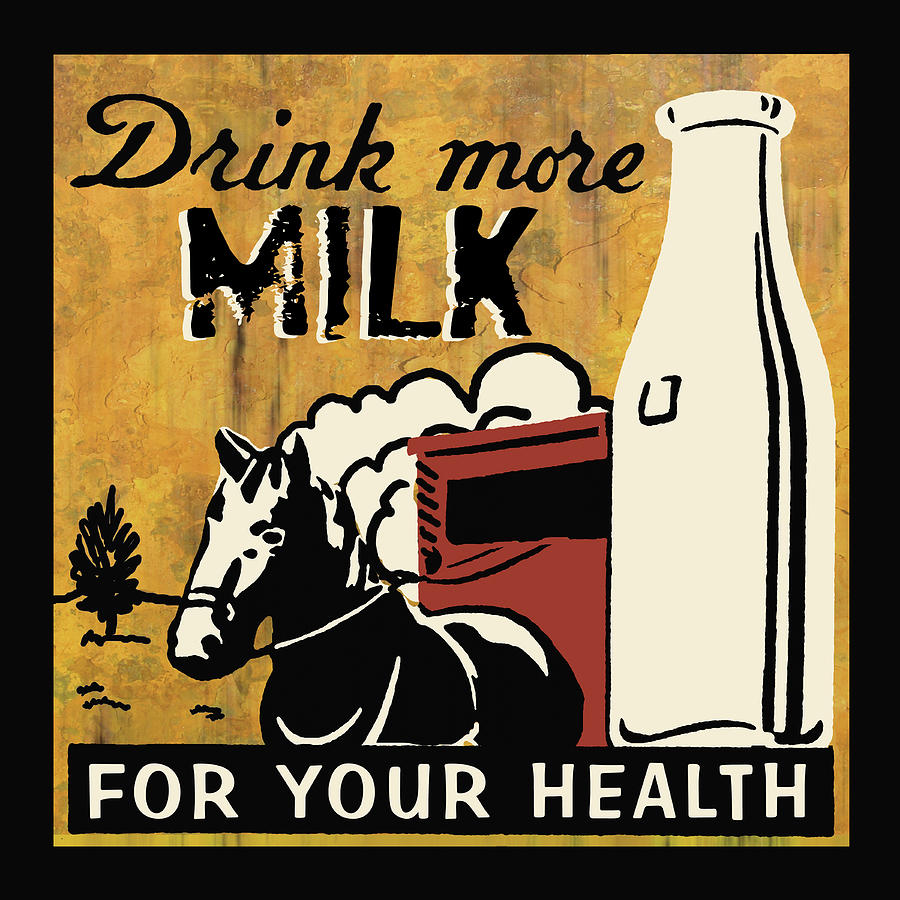 Vintage Mixed Media - Drink More Milk by Erin Clark