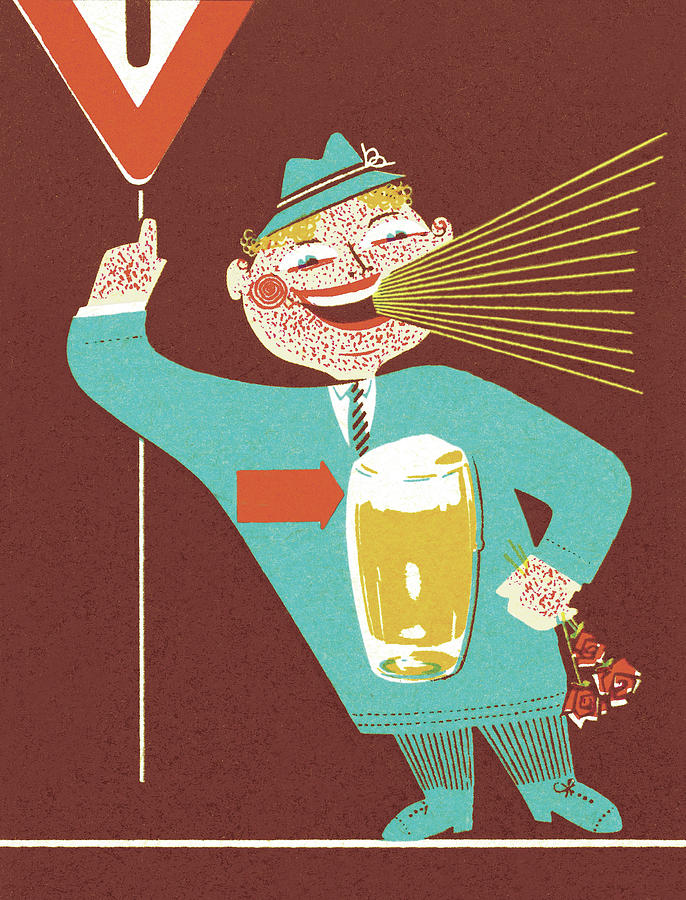 Beer Drawing - Drinking Man Shouting by CSA Images