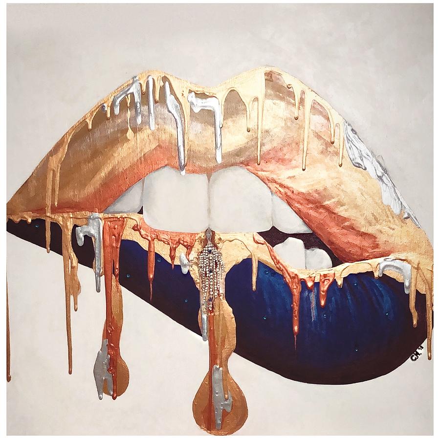Gold Painting - Dripping for Likes by Crystal Hebert