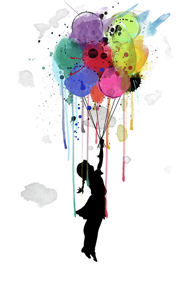 People Mixed Media - Drips Balloon by Mark Ashkenazi