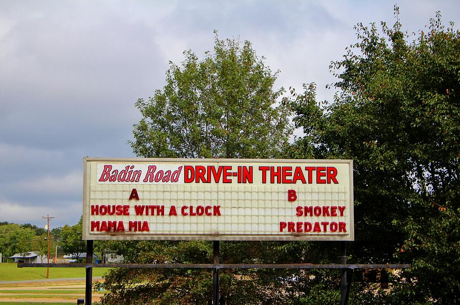 Car Photograph - Drive-In Theater Sign by Cynthia Guinn