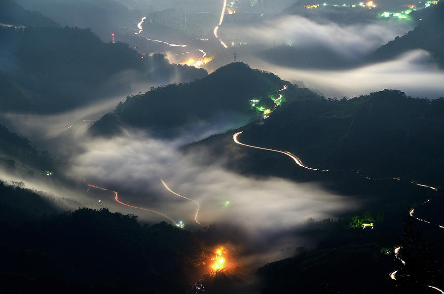 Drive Through The Night Photograph by Maxchu