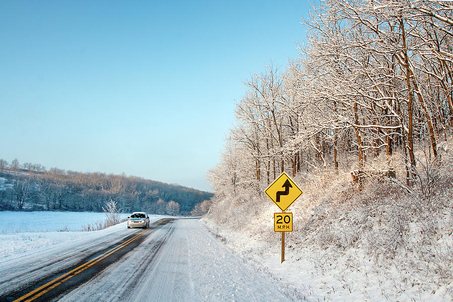 Driving on Dangerous Winter Roads Photograph by Todd Klassy