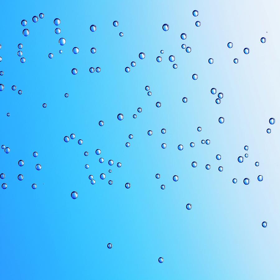 Drops Of Water On Blue Background Photograph by Feig & Feig