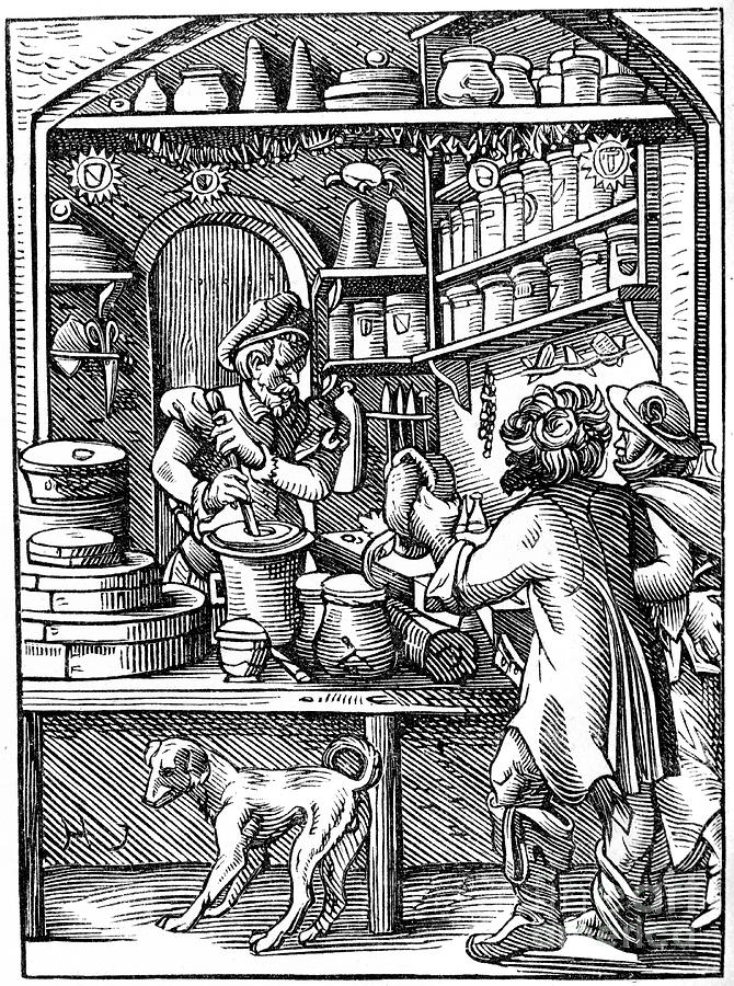 Druggist, 16th Century 1849.artist Jost Drawing by Print Collector