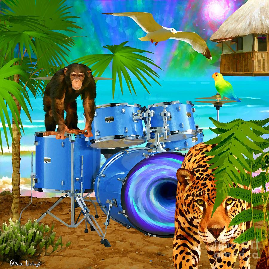 Drum Set Jungle Digital Art by Gena Livings