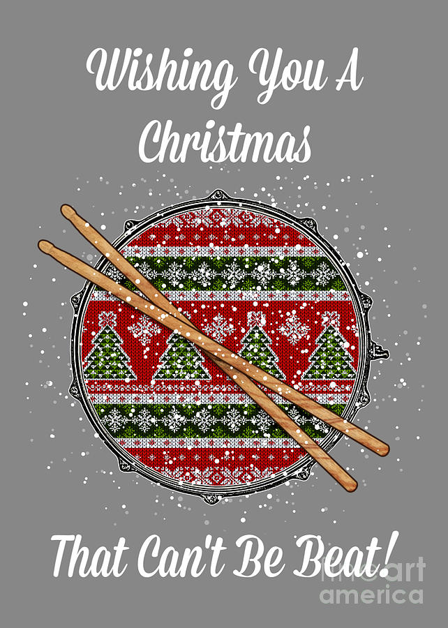 Drummer Christmas Card With Snare Drum and Drum Sticks Digital Art by ...