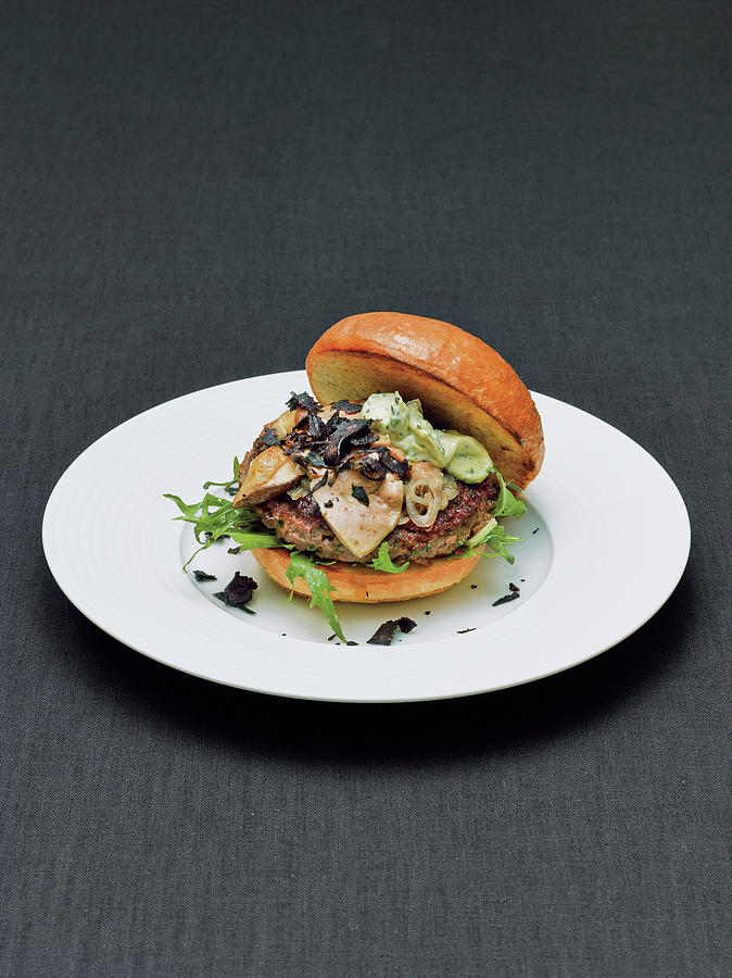 Dry-aged Beef Burger With Foie Gras, Porcini Mushrooms And Truffles Photograph by Tre Torri