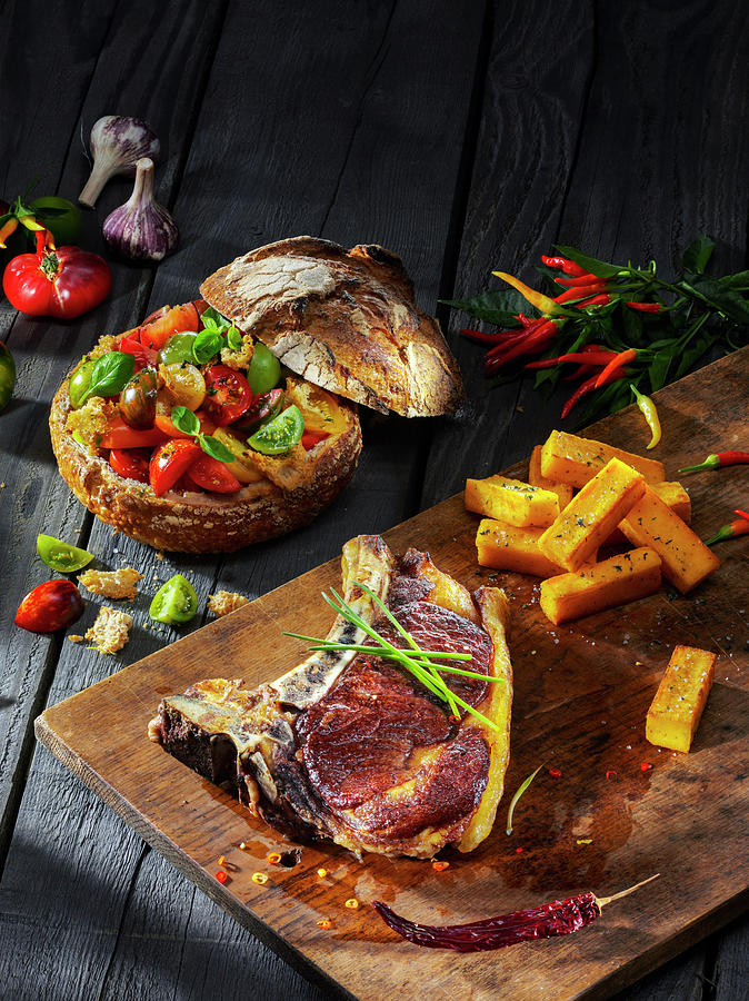 Dry-aged Roast Beef With Stuffed Bread Photograph by Christian Schuster