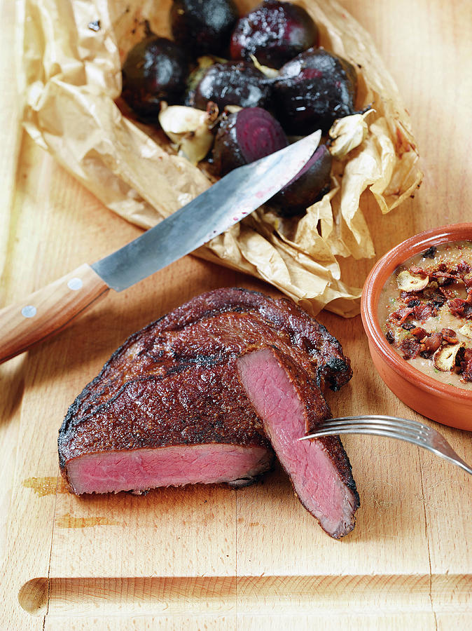 Dry-aged Us Rump Steak Made In A Beefer With Baked Beetroots Photograph by Tre Torri