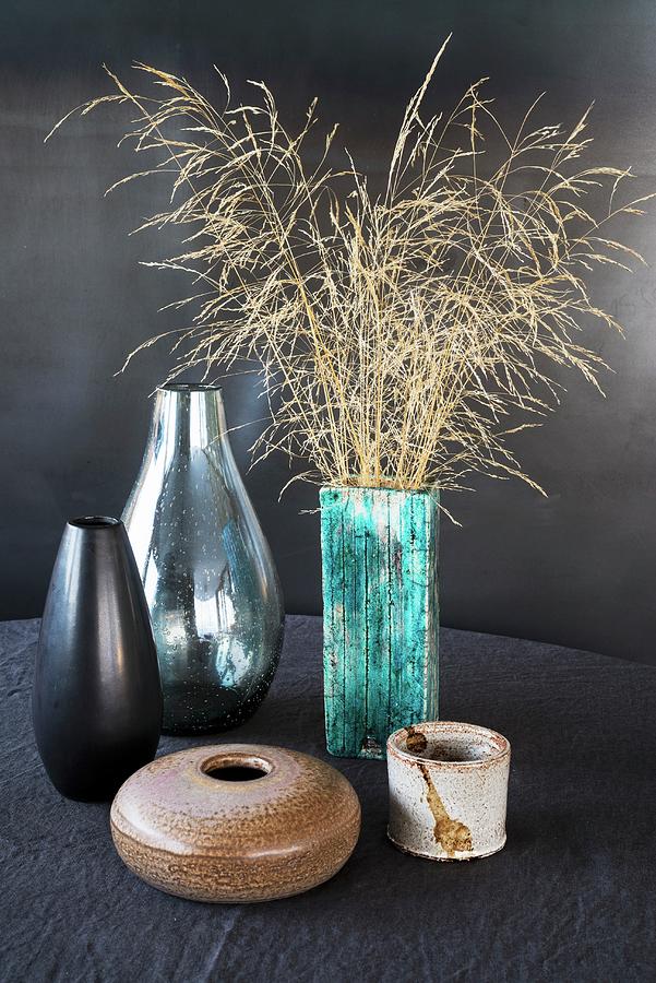 Dry Grasses In Seventies Vases Photograph by Ulla@patsy