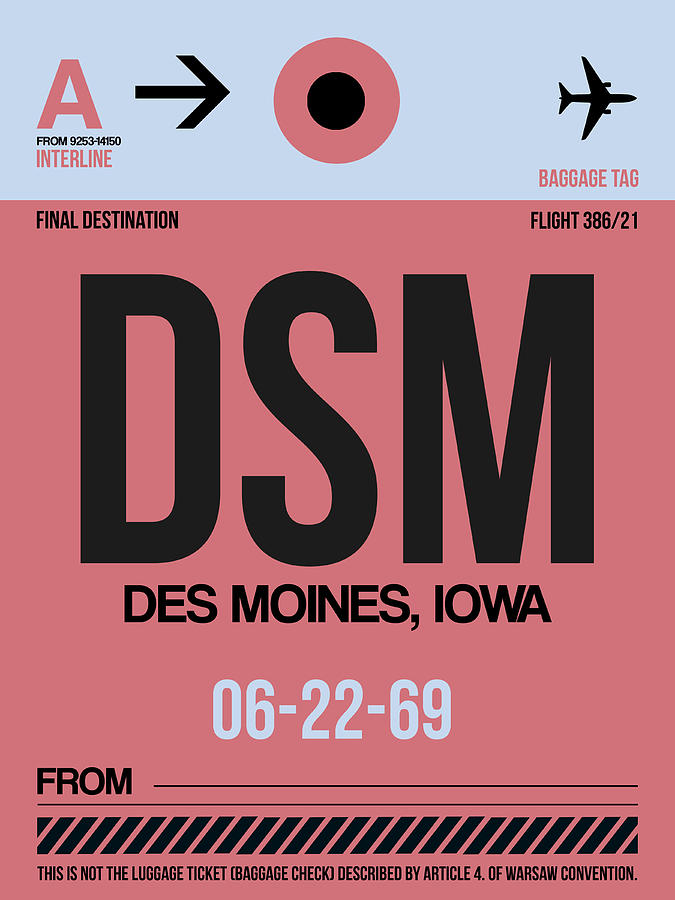 Vacation Digital Art - Dsm Des Moines Luggage Tag I by Naxart Studio Vacation Digital Art - Dsm Des Moines Luggage Tag I by Naxart Studio
