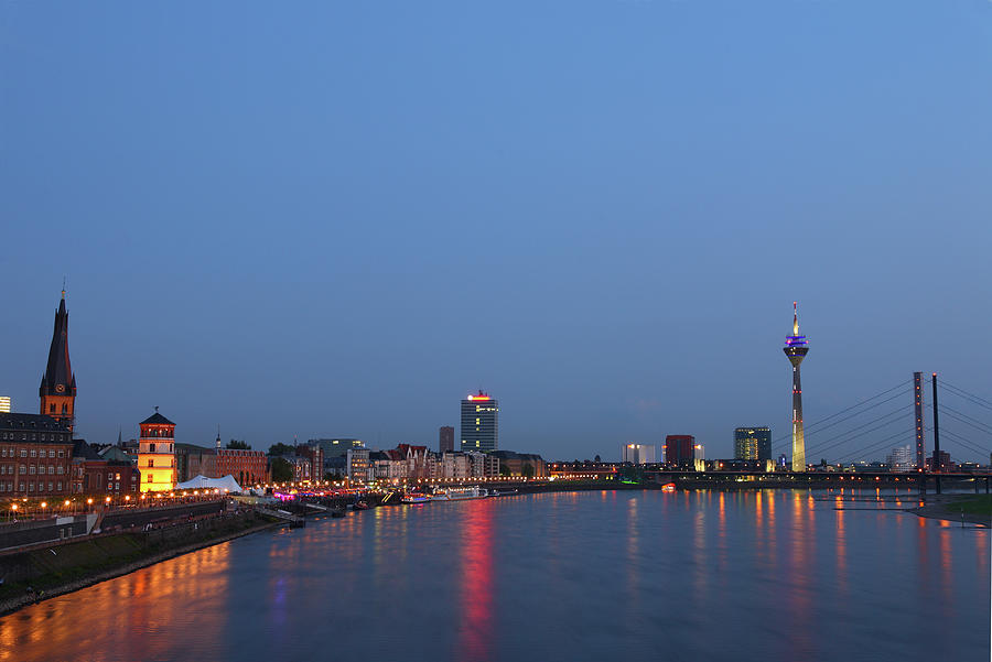 Düsseldorf, Rhine-panorama After Sunset Photograph by Olaaf
