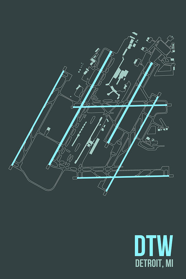 Typography Digital Art - Dtw Airport Layout by O8 Left