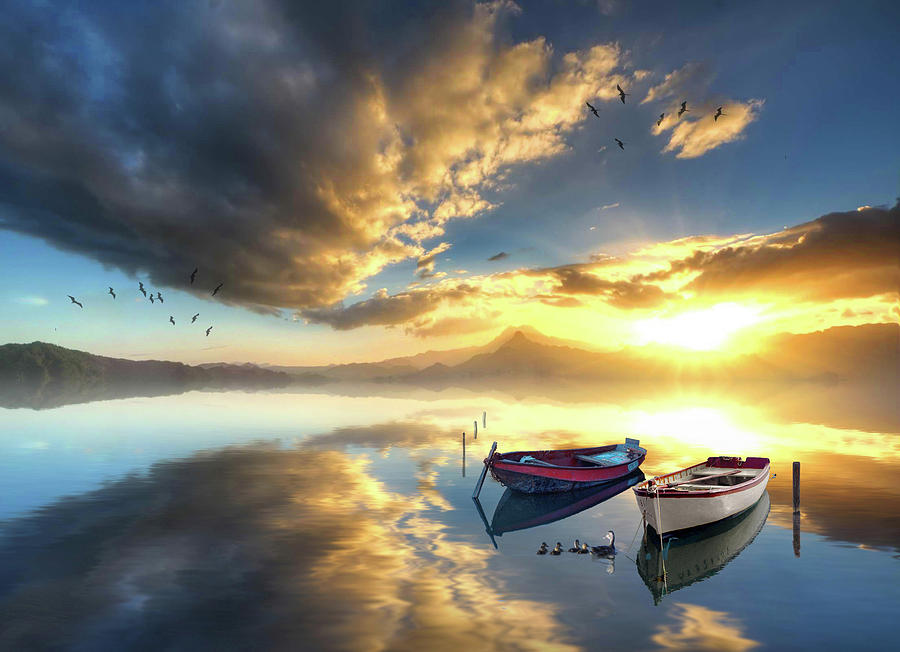 Sunset Photograph - Dual Boat by Jimpix