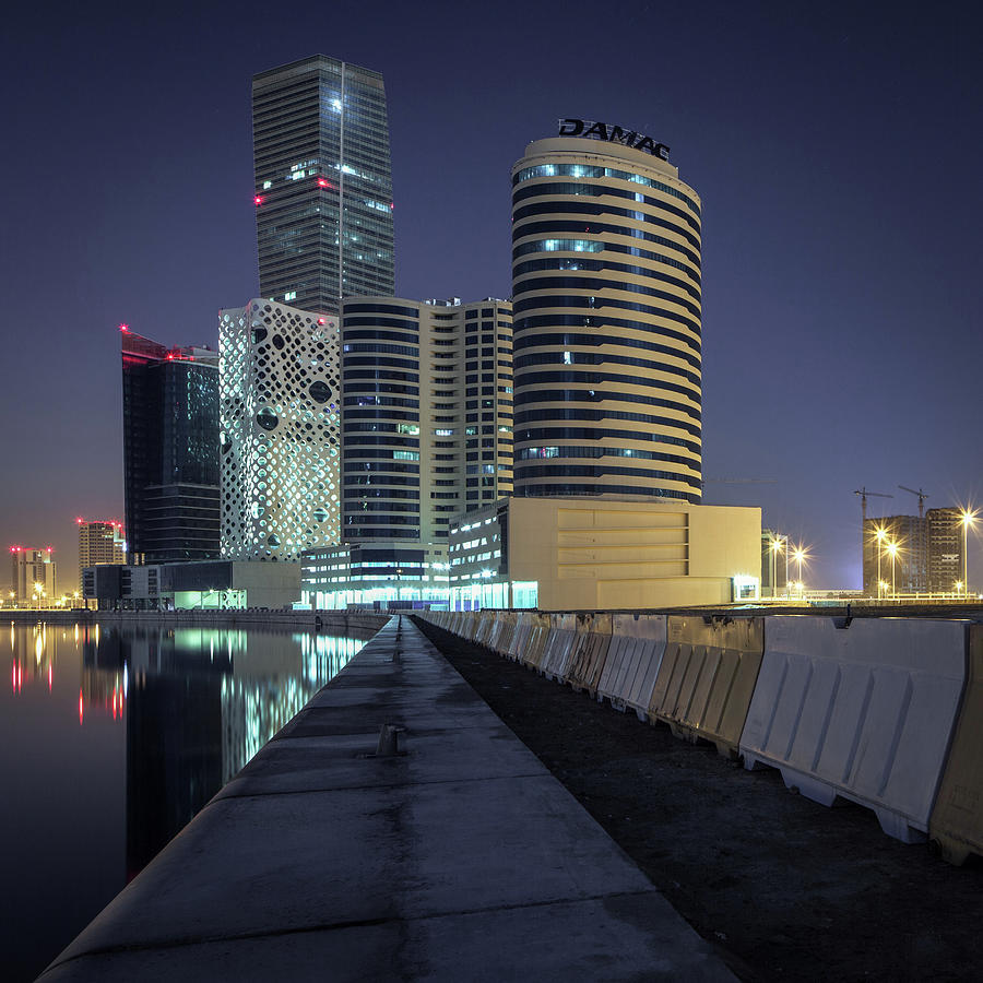 Dubai Business Bay Cityscape At Night Photograph by Spreephoto.de