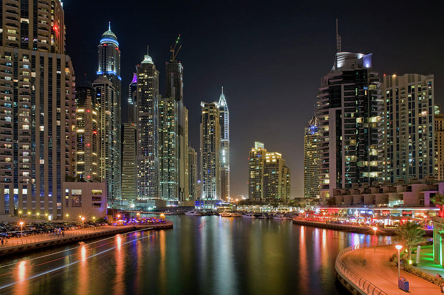 Dubai Marina By Night Photograph by Thierry Pix