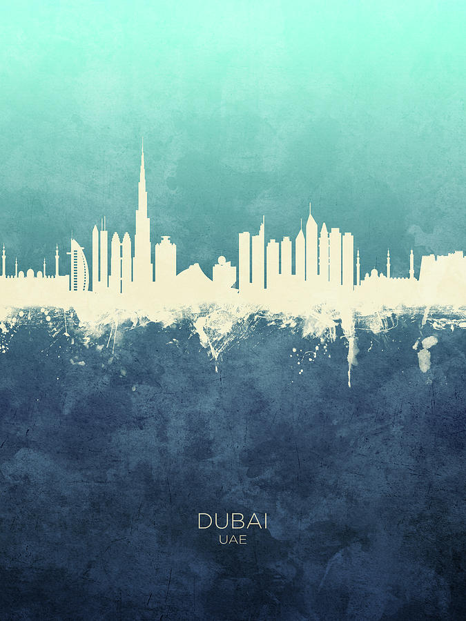 Dubai UAE Skyline Digital Art by Michael Tompsett