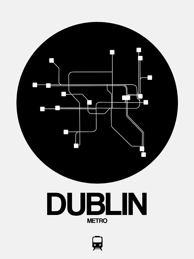 Dublin Digital Art - Dublin Black Subway Map by Naxart Studio Dublin Digital Art - Dublin Black Subway Map by Naxart Studio