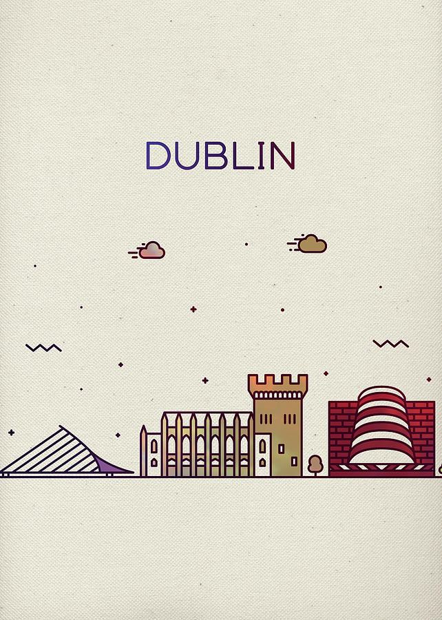 City Mixed Media - Dublin City Skyline Fun Tall Bright Series by Design Turnpike