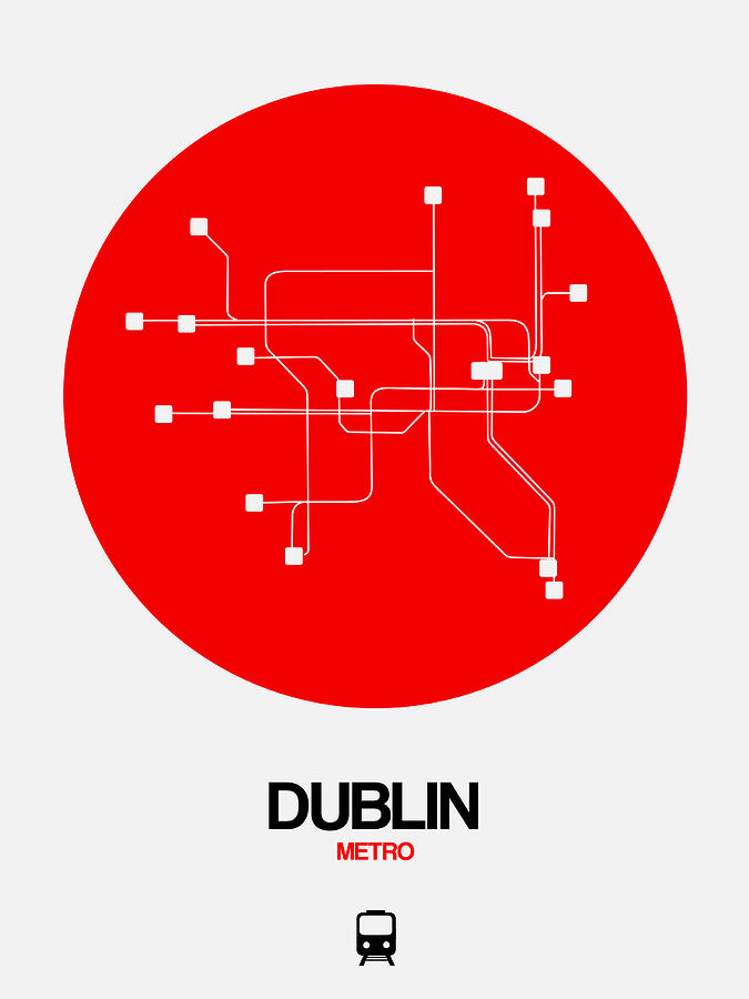 Dublin Digital Art - Dublin Red Subway Map by Naxart Studio Dublin Digital Art - Dublin Red Subway Map by Naxart Studio