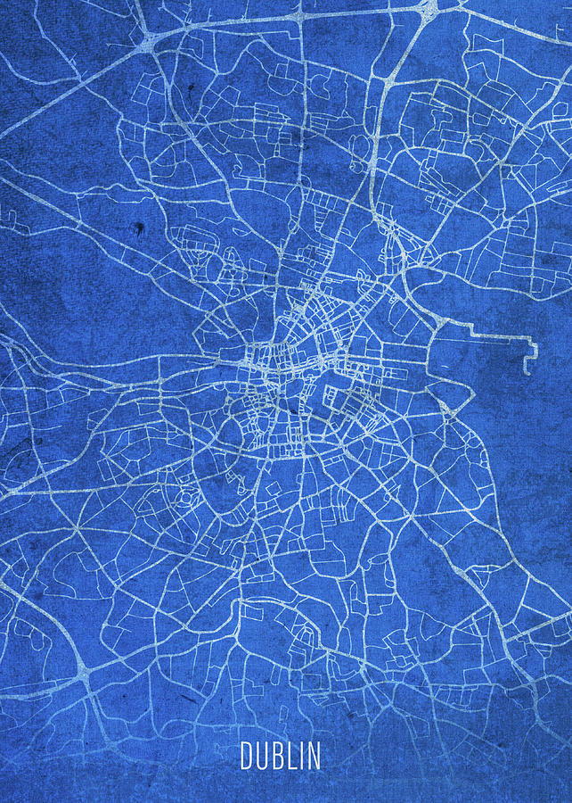City Mixed Media - Dublin Republic of Ireland City Street Map Blueprints by Design Turnpike