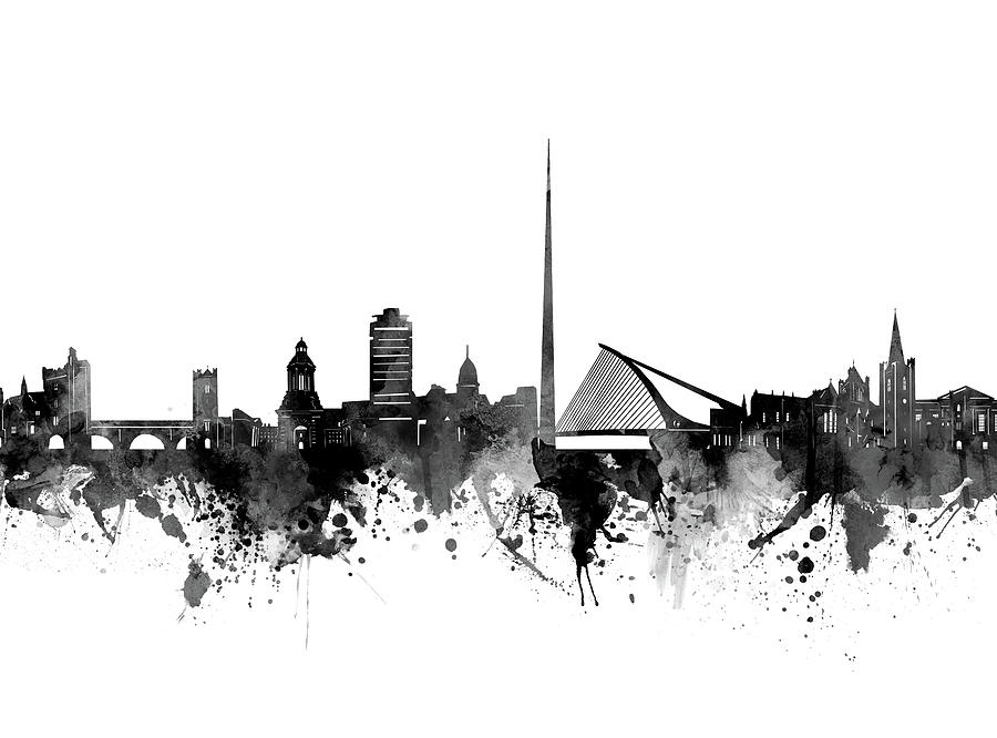 Dublin Skyline Bw Digital Art by Bekim M - Fine Art America