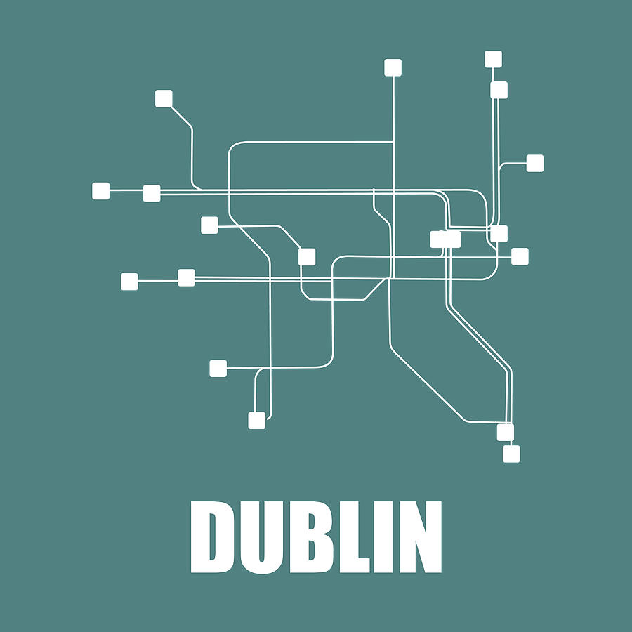 Dublin Digital Art - Dublin Teal Subway Map by Naxart Studio Dublin Digital Art - Dublin Teal Subway Map by Naxart Studio