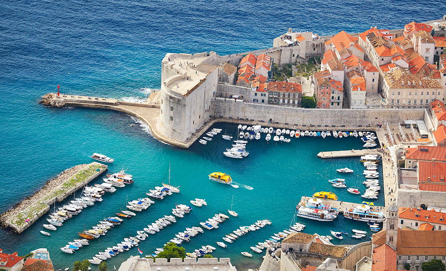 Boat Photograph - Dubrovnik, Aerial View Of Old Town by Jan Wlodarczyk